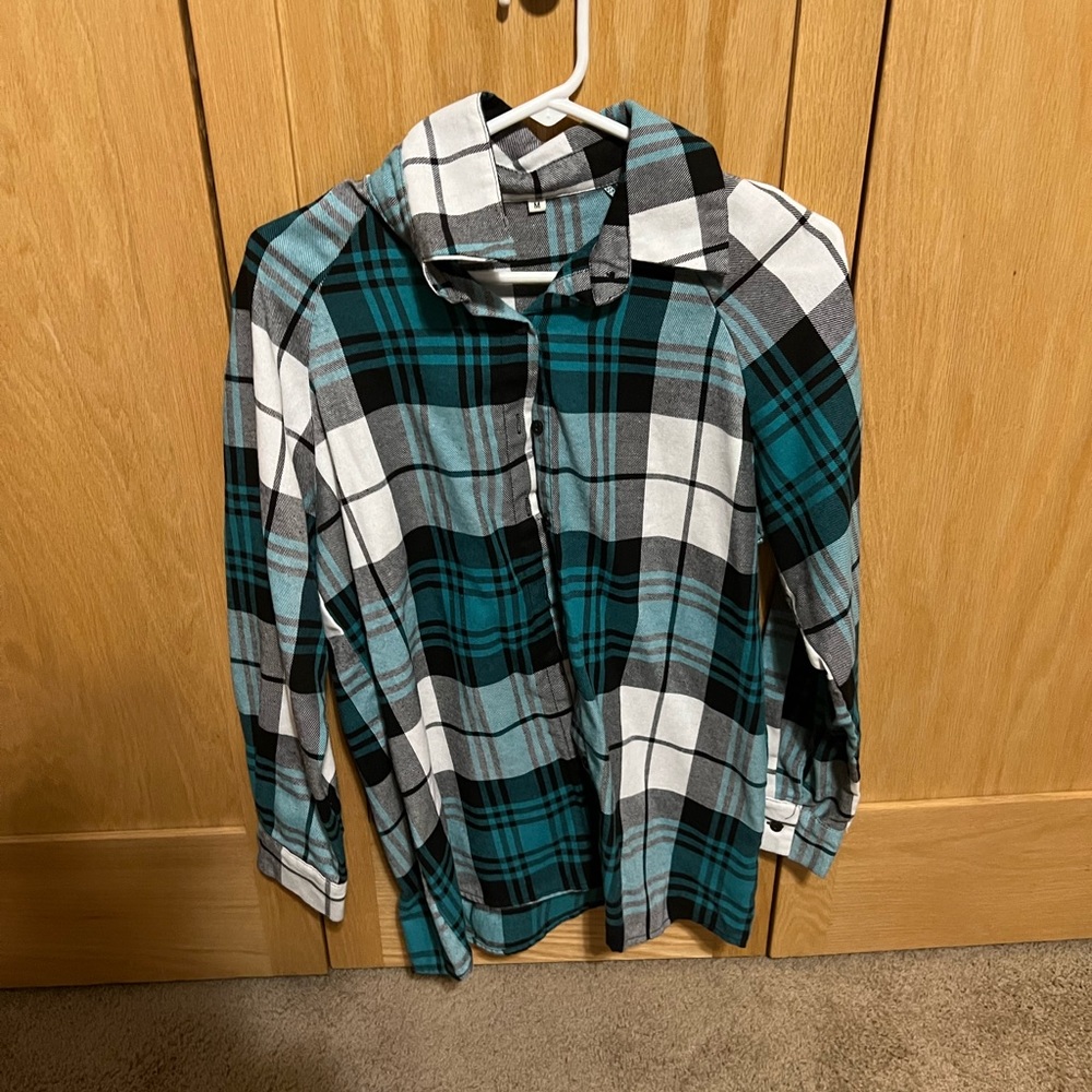 Teal and black flannel
